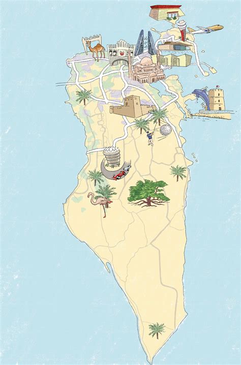 Illustrated Map of Bahrain | Freelancer