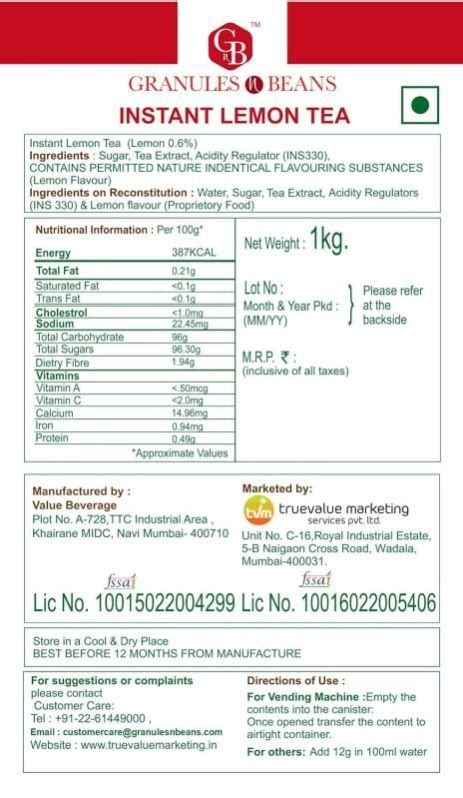 Granules N Beans Lemon Instant Tea Premix Manufacturer, Supplier from ...