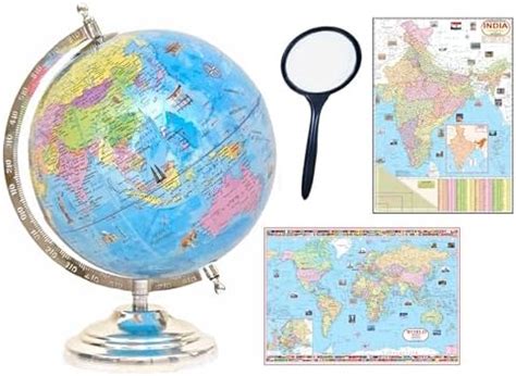 HVP Educational Globe 10 Inch Height / 8 inch Diameter with Magnifying ...