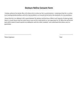 Denture Reline Consent Form - Fill Out, Sign & Share Online | pdfFiller