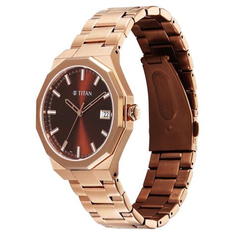 Buy Online Titan Regalia Dodecagon Quartz Analog with Date Brown Dial ...