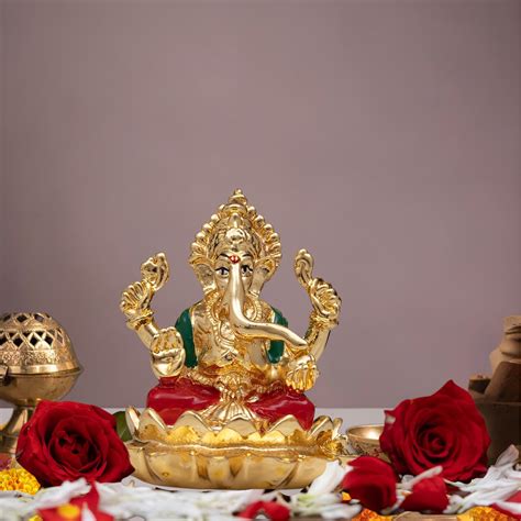 Placeables 24 Carat Pure Gold Plated Ganesh idol | Murti 3 inch