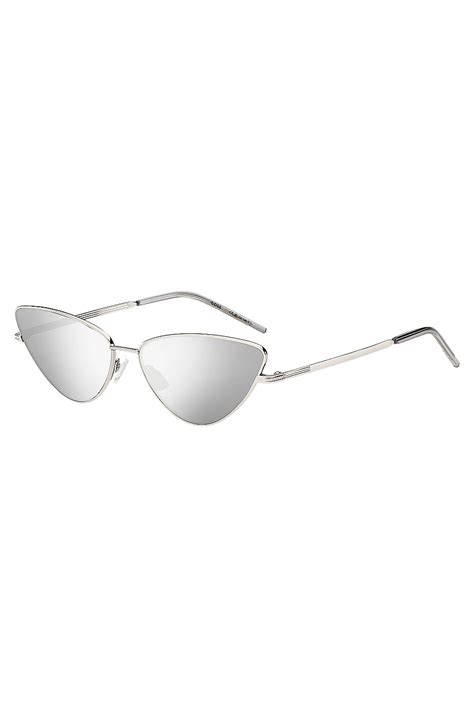 BOSS - Cat-eye sunglasses in steel with signature details - Silver
