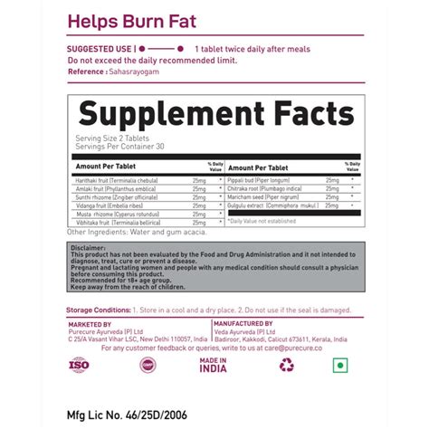 Buy PURECURE+CO Trim - 60 Tabs Online at Best Price in India | Reviews,...