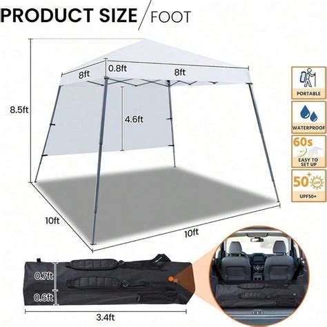 Pop Up Canopy Tent With Backpack, 10x10 Base Portable Easy One Person ...