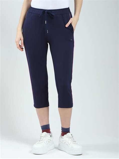 Buy Women Navy Blue Solid Regular Fit Capri Online in India - Monte Carlo