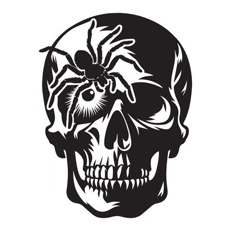 Horror Clipart - Halloween Horror Silhouette - Spider On Skull ...