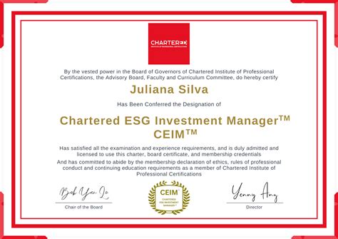 Chartered ESG Investment Manager (CEIM™) | Chartered Institute of Professional Certifications