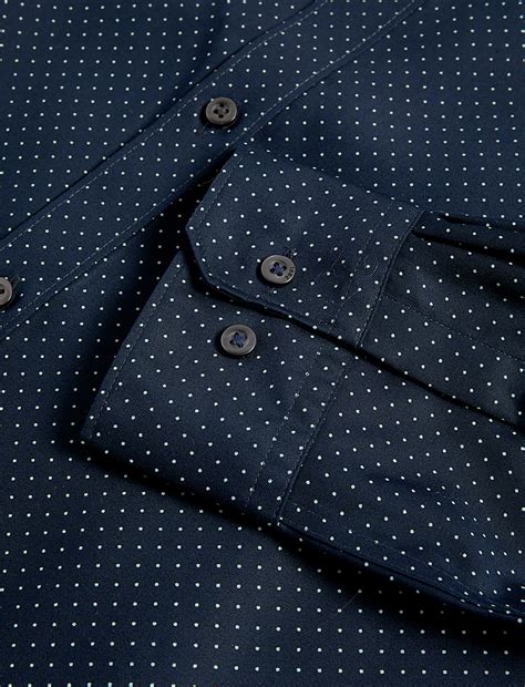 Buy Slim Fit Non Iron Pure Cotton Ditsy Print Shirt at Marks & Spencer