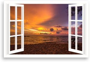 PRINTHUBS 45.72 cm Natural Sunset 3D Window Poster For Room Home Wall ...