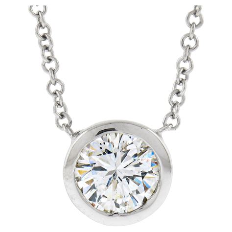 NEW 14k White Gold 0.55ct Round Bezel Diamond Solitaire Pendant ...