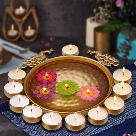 Buy LandSlide Pikok Tealight Holder Metal Urli Decoration Bowl Multi ...
