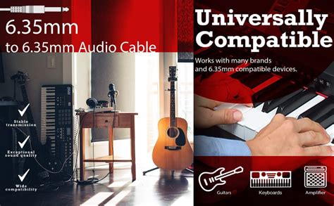 MOCKING BIRD Guitar Cable 6.35mm 1/4 TS plug to 6.35mm Audio Cable Male ...