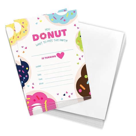 Donut Style 1 Happy Birthday Invitations Invite Cards (10 Count) with ...
