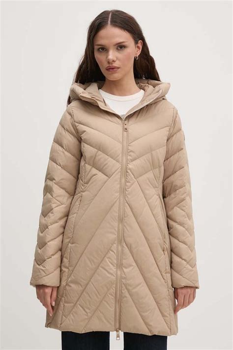 Tommy Hilfiger kurtka puchowa damska kolor beżowy przejściowa ...