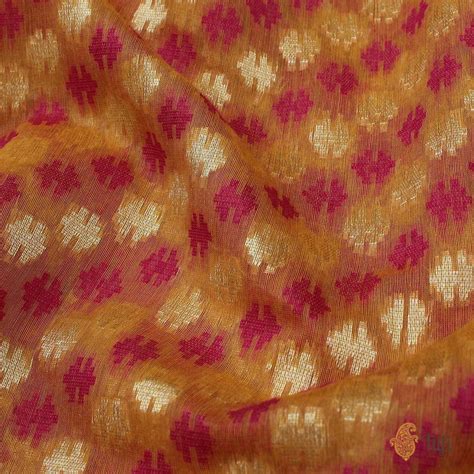 Mango Yellow Pure Cotton Banarasi Handloom Saree - Tilfi