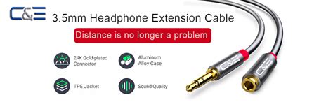 Buy C & E 1.5 Ft Male to Female 3.5mm Audio Cable, Hi-Fi Extension ...