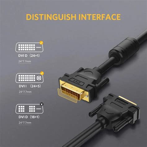 UGREEN 3M DVI-D 24+1 Dual Link Male to Male Digital Video Cable Gold ...