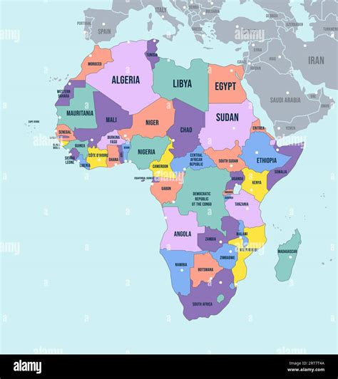 Political Map of Africa continent. English labeled countries names and ...