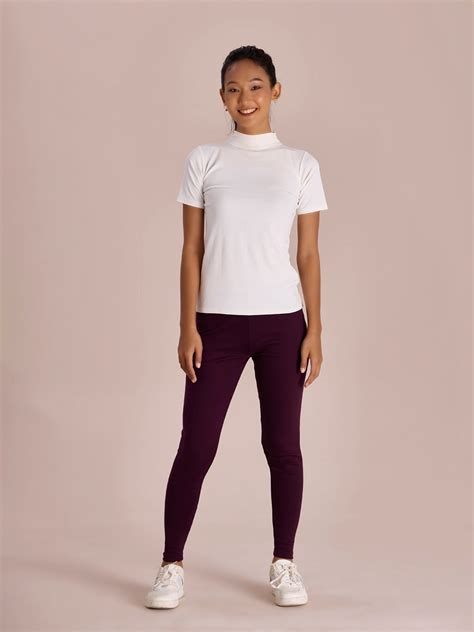 Dark Wine Cotton Stretch Ribbed warm Leggings – Go Colors India