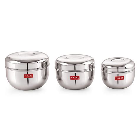 Buy HAZEL Stainless Steel Unique Design Apple Shape Container Set of 3 ...