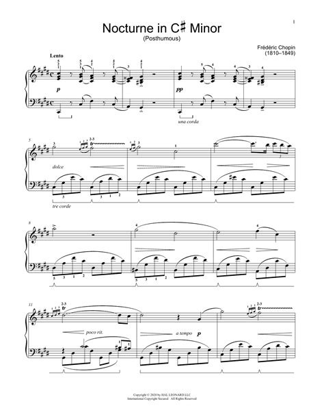 Nocturne In C-Sharp Minor, KK. Anh. Ia, No. 6 by Frederic Chopin Sheet ...