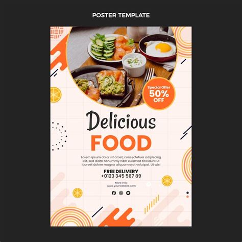 Modelo de pôster de comida deliciosa de design plano | Vetor Grátis