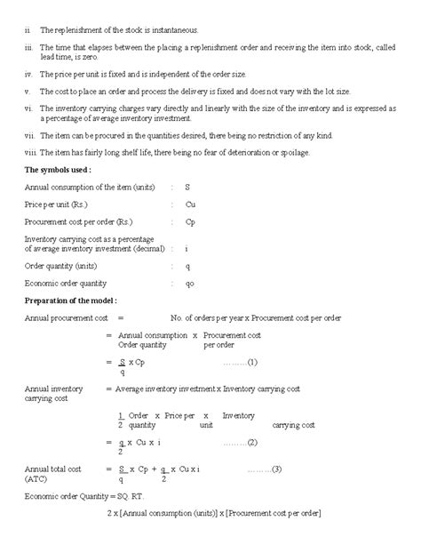 Class Notes 05 - ii. The replenishment of the stock is instantaneous ...