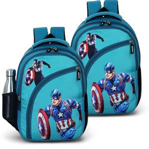 ZERUS Captain America Combo Backpack for Boys Action Print Blue School ...