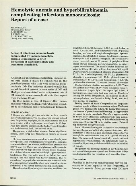 (PDF) Hemolytic anemia and hyperbilirubinemia complicating infectious ...