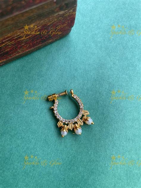 Gold AD Screw Nosepin - White Accent – Sparkle and Glow