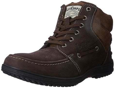 Buy Lee Cooper Men's Dark Brown Leather Boots - 9 UK/India (43 EU) at ...