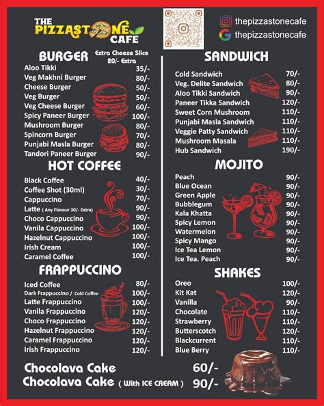 Menu at The Pizza Stone Cafe, Nalagarh
