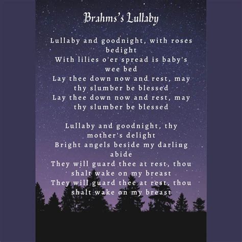 Brahms’s Lullaby - Cradle Song Printable Lyrics, Origins, and Video