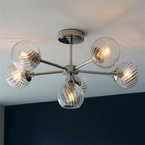 Allegra 6 Light Semi Flush Ceiling Light Polished Nickel 104050