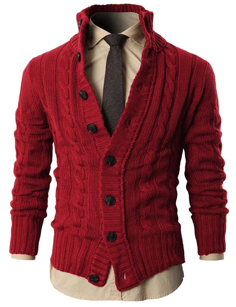 H2H Mens Cable Knitted Heavey Sweater Cardigan Thermal Button Down ...