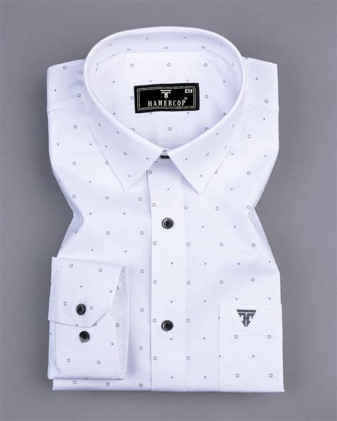 Begonia White Formal Shirt – Gray Print Cotton – Hamercop