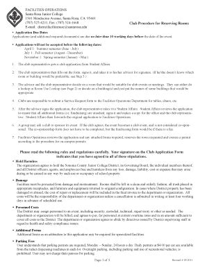 Fillable Online Club Procedure for Reserving Rooms Fax Email Print ...
