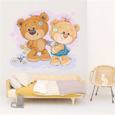 StickMe Teddy Bear Couple Love Wall Sticker – Cute Vinyl Poster for ...
