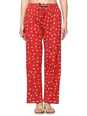Buy SeLSIa Trendy Women Womens 100% Cotton Loungwear Pyjama Pant-Red-M ...