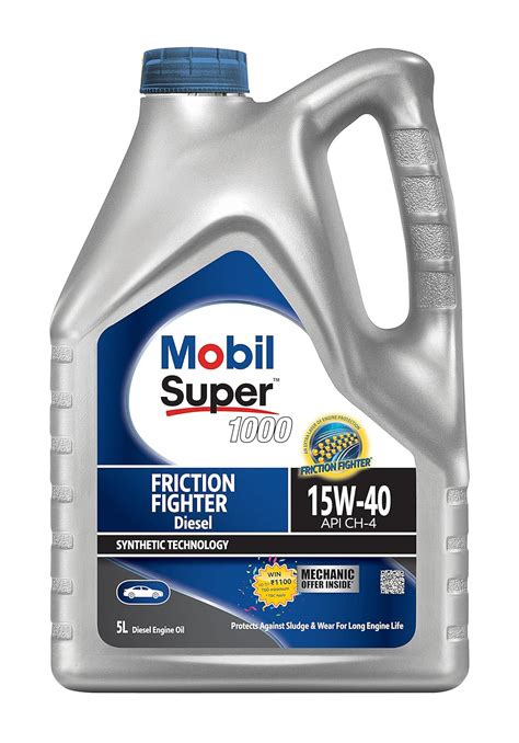 Mobil Super 1000 Diesel API CH-4 Multigrade Engine Oil (5L, 15W-40 ...