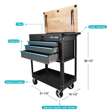 Buy DURATECH 30.5 inch 3-Drawer Rolling Tool Cart, Heavy Duty Utility ...