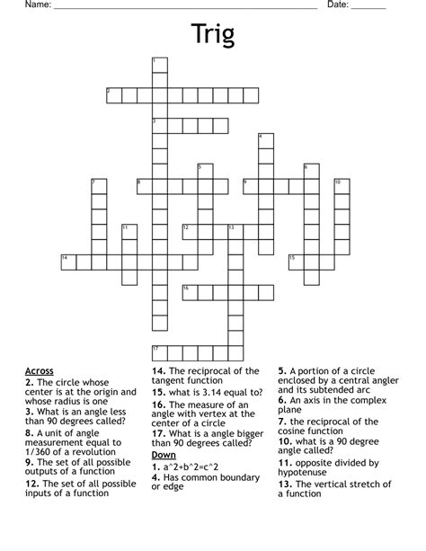 Trig Crossword - WordMint