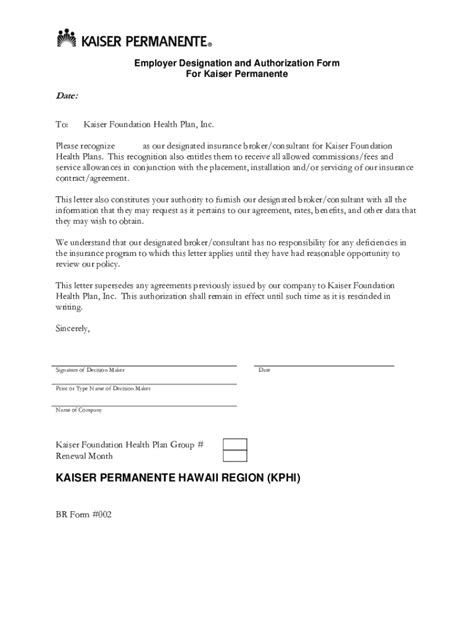 2012 HI Kaiser Permanente BR Form 002 - Blank Fillable Template | Fill ...