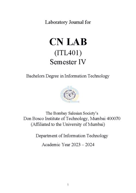 Lab Master file template CN Lab-1 - Laboratory Journal for CN LAB ...