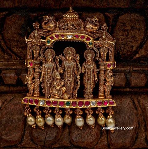 Antique gold Ramparivar pendant - Indian Jewellery Designs