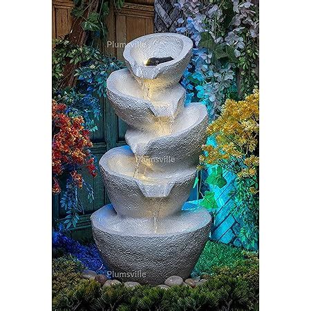 EXPLEASIA Tiered Cask Stone Brick Water Fountain for Home, Office ...