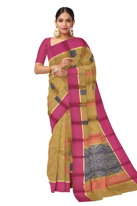 Southloom Cotton Mustard Yellow Saree with Woven Butta Works on Body a ...
