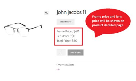 Woocommerce Eye Glasses Lenses Prescription Plugin