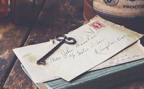 Download wallpaper 3840x2400 envelopes, letters, key, flowers, bouquet ...